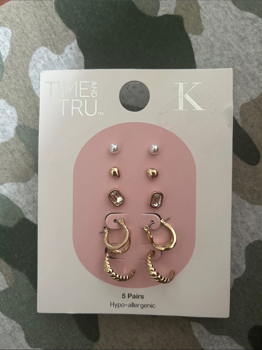 Time and Tru Gold and Pearl 5-Pair Earring Set